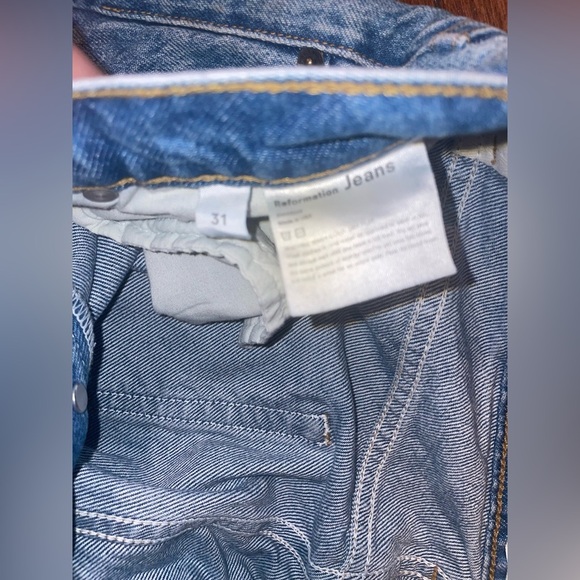 New! Reformation Cynthia Shadow High Rise Denim Patchwork Jeans in Niagara👖sz 31 - Picture 11 of 13